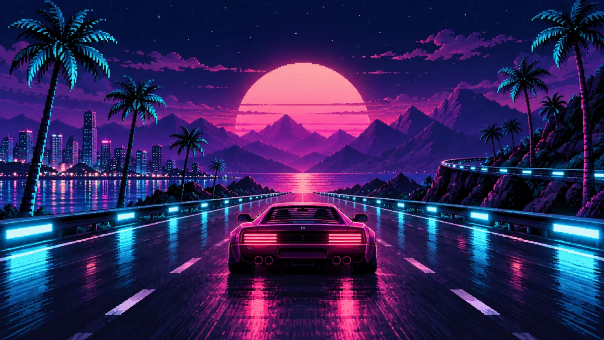 Neon racing game artwork